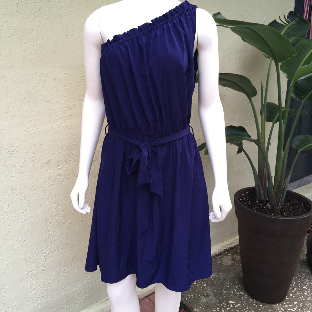 Banana Republic One Shoulder Navy Blue Dress